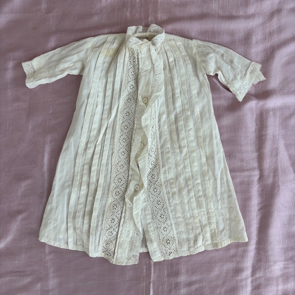 Diaphanous Victorian Baby Dress with delicate Eyelet lace & buttons